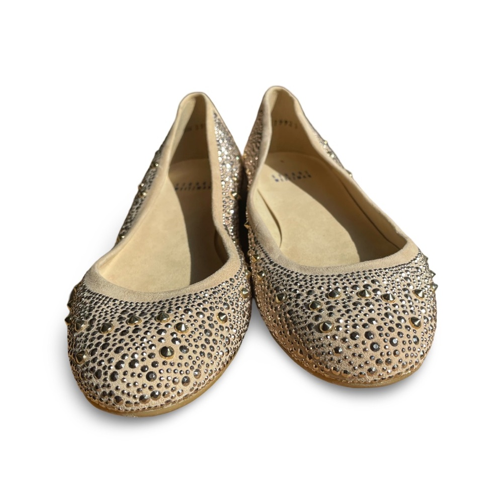 Elegant Beige Rhinestone Flats